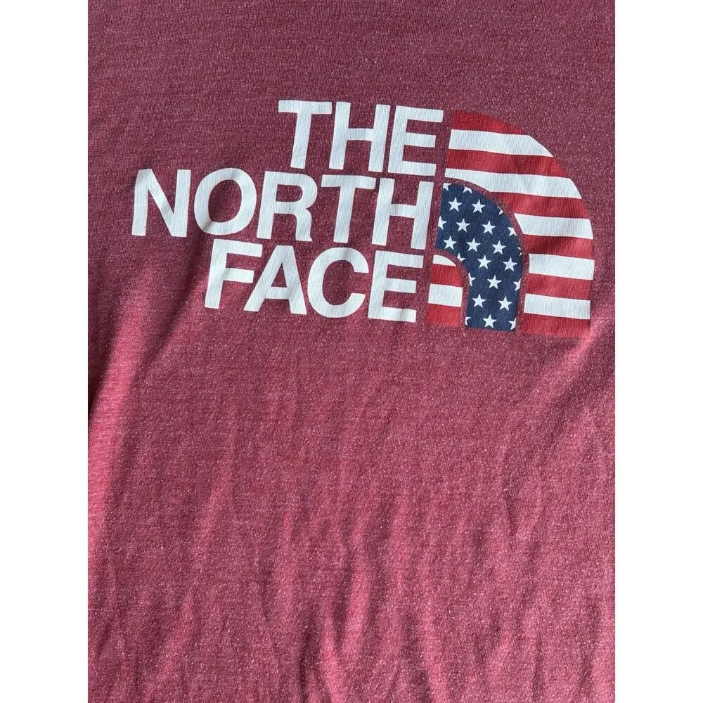 The North Face Americana T-Shirt Mens Small Slim Fit Red Flag Logo Tri-Blend